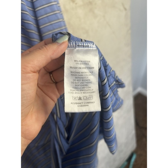 Footjoy Men's XL Golf Polo Bay Hill Arnold Palmer Performance Blue Striped - Picture 7 of 8